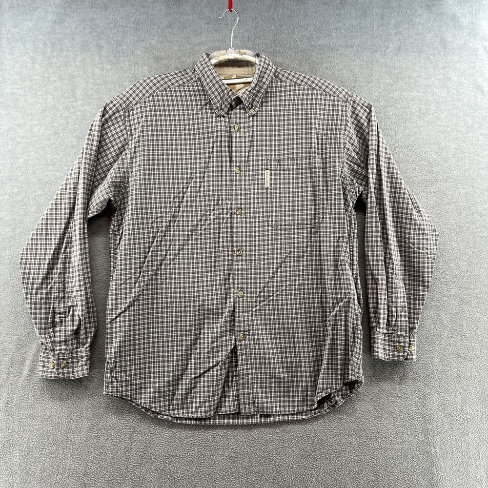 Columbia Men's Size L long sleeve plaid Button Down green flannel shirt